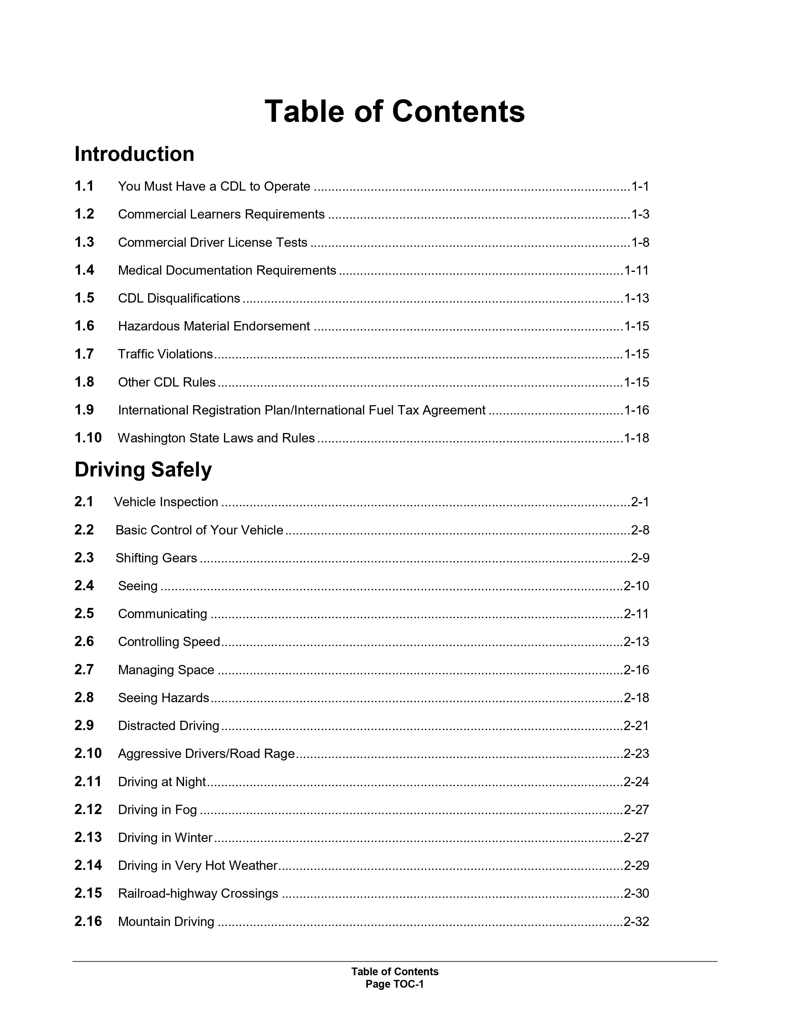 Washington's CDL Manual 2024 Commercial Driver Handbook. Page 5